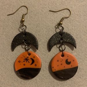 Handmade, hand painted, clay polymer earrings